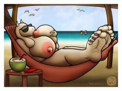 5_fingers 5_toes anthro areola beach beverage big_areola big_breasts big_nipples biped bovid breast_grab breast_play breast_suck breasts caprine clothing coconut coconut_drink colored_nails deltarune digital_media_(artwork) drupe_(fruit) eyewear eyewear_only feet female female_anthro fingers food fruit fur goat group half-closed_eyes hammock hand_on_breast hi_res horn huge_breasts human humanoid_feet kris_(deltarune) lying mammal mature_anthro nails narrowed_eyes nipple_fetish nipple_play nipple_suck nipples nude outside plant plantigrade purple_body reptile sand scalie seaside self_suckle soles solo_focus sucking suckling sunglasses sunglasses_only susie_(deltarune) swimwear toes toriel trio undertale undertale_(series) water white_body white_fur wu_capy