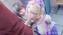 1boy 2girls 3d blowjob breasts edit edited female female_focus fortnite large_breasts lewdheart_(heart_lewd/iheartvoiceover) light-skinned_female light_skin male moaning morgan_myst_(fortnite) opennsfwsp oral oral_sex penis revision skye_(fortnite) sound tagme veedeeshka video voice_acted