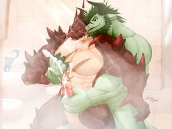 anthro bara czarmaze czarmaze dragon duo gay male male/male muscles penis shower