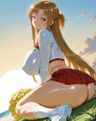 1girls ai_generated anime breasts breasts brown_eyes brown_hair eyes female fit long_hair nsfw sao stickyai sword_art_online yuuki_asuna