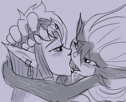 2girls crying eye_contact french_kissing half-closed_eyes imp_midna kissing larger_female long_tongue midna monochrome nintendo no_helmet_imp_midna princess_zelda saliva size_difference sketch smaller_female source_request tears the_legend_of_zelda tongue tongue_kiss tongue_out twilight_princess ungulatr yuri zelda_(twilight_princess)