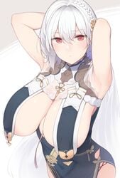 1girls azur_lane breast_curtains breastcloth breasts cleavage enosan female female_only huge_breasts looking_at_viewer sirius_(azur_lane) solo