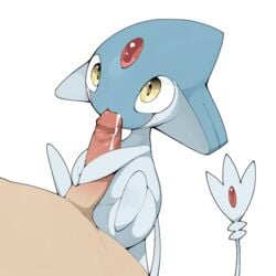 1:1 1boy ambiguous_gender azelf blue_skin blush bodily_fluids cum cum_in_mouth cum_inside duo feet fellatio feral flat_chest genital_fluids hi_res larger_male legendary_pokémon male male_pov nintendo oral penis pokémon_(species) pokemon pokemon_dppt pov simple_background size_difference solo_focus tail veins video_games white_background yellow_eyes youjomodoki