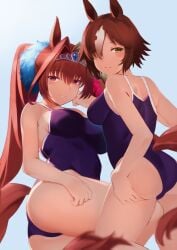 2d 2d_(artwork) 2d_artwork 2girls animal_ear_fluff animal_ears animal_tail ass ass_cleavage ass_crack ass_grab ass_support back bare_armpits bare_arms bare_ass bare_butt bare_hands bare_hips bare_knees bare_legs bare_shoulders bare_skin bare_thighs belly_button bewitching_thighs big_breasts bikini blue_bikini blue_one-piece_swimsuit blue_swimsuit blue_swimwear breasts brown-eyed_female brown-haired_female brown_eyebrows brown_eyes brown_hair busty busty_female busty_girl butt_grab child_bearing_hips curvaceous curvaceous_ass curvaceous_body curvaceous_female curvaceous_figure curvy curvy_ass curvy_body curvy_female curvy_figure daiwa_scarlet_(umamusume) digital digital_art digital_drawing digital_drawing_(artwork) digital_media digital_media_(artwork) elbows exposed_armpits exposed_arms exposed_ass exposed_butt exposed_hips exposed_legs exposed_shoulders exposed_skin exposed_thighs eyebrows_visible_through_hair female female_focus female_only fertile_hips fingers fondling_butt gluteal_fold grabbing_ass grabbing_butt grabbing_own_ass grabbing_own_butt groin groping_ass groping_butt hair_between_eyes hair_ornament head_tilt high_resolution highres horse_ears horse_girl horse_tail hourglass_figure inframammary_fold large_boobs large_breasts lean_figure long_hair looking_at_viewer looking_back looking_back_at_viewer median_furrow multiple_females multiple_girls narrow_waist navel one-piece_swimsuit ponytail red-eyed_female red_eyes saisarisu short_hair shoulder_blades shoulders sideboob simple_background slender_body slender_waist slim_waist standing sukumizu swimsuit swimwear thick_ass thick_butt thick_thighs thighs tilted_head umamusume umamusume_pretty_derby underboob upper_body very_long_hair very_long_hair_female vodka_(umamusume) white_background wide_hips