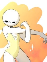 1enby 1other bathing_suit curvy curvy_enby curvy_figure kashikin_(marikinonline4) marikin_online marikinonline4 nonbinary stickfigure stretching swimsuit