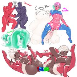 anal anus ass axred7 bara cum dark_skin double_ended_dildo erection femboy foreskin gay girly kit_kat_(candy) male multicolored_hair muscular nestle personification pink_skin sex sex_toy shiny_skin sketch slime slime_boy ursid v white_hair yaoi