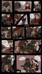 absurd_res ahe_gao animal_genitalia anthro backsack balls bedroom_eyes blush bodily_fluids caught_in_the_act caught_masturbating chair clothing comic comic_panel cunnilingus drooling duo erection female finger_fuck fingering flaccid furniture genital_fluids genitals gulonine hi_res jameson leaking_precum looking_pleasured male male/female mammal marten masturbation mustelid musteline narrowed_eyes office_sex oral otter otter_tail penis precum saliva seductive sex speech_bubble spice spicymustelid sweater taking_off_shirt topwear vaginal_fluids vaginal_penetration wet wet_body