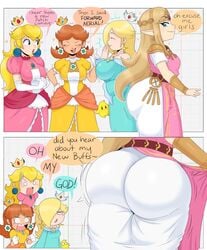 4females 4girls a_link_between_worlds alternate_breast_size ass ass_awe ass_envy ass_focus ass_in_dress back belt big_ass big_breasts blonde_hair blue_eyes bracer breasts brown_hair bubble_butt cowboy_shot crown curvaceous dat_ass dress dress_lift dumptruck_ass female female_only forehead_jewel grin high_resolution hourglass_figure huge_ass jinu large_breasts long_hair looking_at_viewer looking_back luma mario_(series) medium_breasts multiple_girls nintendo pauldron pointed_ears pose presenting presenting_hindquarters princess_daisy princess_peach princess_rosalina princess_zelda round_ass shiny shiny_clothes side_view small_breasts smile smug super_smash_bros. super_smash_bros._ultimate the_legend_of_zelda thick thick_ass thick_thighs thighs tiara very_high_resolution voluptuous voluptuous_female wide_hips zelda_(a_link_between_worlds)