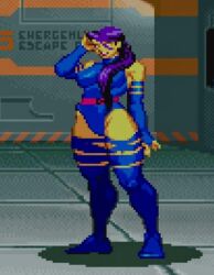 ai ai_art ai_generated marvel marvel_vs._capcom_2 pixel pixel_art psylocke purple_hair thighs wide_hips x-men