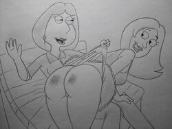 american_dad ass dress enjoying family_guy francine_smith lois_griffin milf over_the_knee over_the_knee_spanking panties sketch smile spank_marks spanked spanking updress upskirt wedgie wedgie_spanking