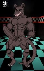 1boy 3_toes 5_fingers abs anthro anthro_male anthro_only anthro_solo arm_muscles balls big_balls big_cock big_penis big_testicles black_sclera brown_body brown_fur checkered_floor claws cock dark_lighting dark_sclera dick digital_media_(artwork) erect_penis fangame fangame_character fazbear_fanverse five_nights_at_candy's full_body fullbody furry furry_male furry_only furry_solo genitals hand_on_hip hands_on_hips huge_cock hyper hyper_balls hyper_genitalia hyper_penis hyper_testicles indoors jpeg long_penis male male_anthro male_furry male_nipples male_only masculine masculine_male monster_rat_(fnac3) muscles muscular muscular_anthro muscular_arms muscular_legs muscular_male navel nazuranoke nipples no-human no_human no_humans non-human non-human_only only_furry only_male pecs penis rat rat_(fnac) red_penis_tip rodent sharp_teeth smile smiling solo solo_anthro solo_furry solo_male standing standing_up testicles