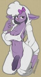 absurd_res anthro areola balls big_areola bovid caprine clothing erect_nipples erection futanari genitals happy_tree_friends hi_res humanoid_genitalia humanoid_penis intersex justtaylor lammy_(htf) mammal navel nipple_outline nipples onesie onesie_open penis sheep solo tight_clothing tight_topwear topwear