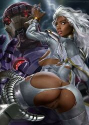 areola areolae ass ass_focus asshole big_breasts breasts breasts_focus butthole dark-skinned_female dark_skin female female_focus female_only marvel marvel_comics ninjartist nipples nude nude_female robot robot_tentacles sentinel storm_(x-men) tendrils tentacle torn_bodysuit torn_clothes torn_clothing torn_legwear vagina white_hair white_hair_female x-men
