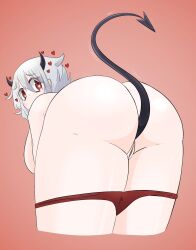 ass big_ass breasts demon demon_girl demon_humanoid demon_tail female heart_eyes helltaker horns looking_at_viewer modeus_(helltaker) panties pussy sideboob simple_background