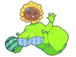 1girls anthro anthrofied ass breasts chubby female flora_fauna koguiga pixel_art plant plant_girl plant_humanoid plantie plants_vs._zombies plants_vs_zombies popcap_games pussy sunflower_(pvz) sweat