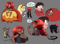 ! 1boy 2girls alternate_skin_color angry ass bending_over big_ass boots breasts busty cleavage dark-skinned_female dark_skin disney dress female food frostbiteboi hair_ornament hekapoo human humanized jacket jealous jeans large_breasts male marco_diaz mouth_open multiple_views n-kosi_(coloring) popsicle red_eyes red_hair shirt short_shirt star_butterfly star_vs_the_forces_of_evil tattoo teeth thick_thighs voluptuous wide_hips