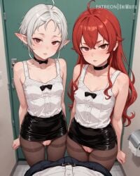 2girls ai_generated anime_girl breasts cute cute_girl eris_greyrat female hentai mushoku_tensei pantyhose petite petite_body petite_breasts petite_female small_breasts sylphiette_(mushoku_tensei) teen teen_girl teenage_girl toilet torn_pantyhose uniwaifu