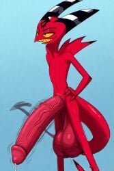 ai_generated anthro balls big_balls big_penis blitzo_(helluva_boss) cock cocky69 demon demon_humanoid erect_penis erection excessive_size hard_cock helluva_boss hyper_penis imp long_penis male male_only penis testicles veins veiny veiny_penis veiny_testicles