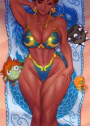 1girls beach beach_towel big_ass big_breasts bikini capcom chun-li female female_only hourglass_figure large_breasts muscular muscular_female muscular_thighs negarobo robaato solo solo_female street_fighter tagme thick_thighs wide_hips