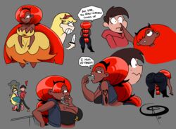 ! 1boy 2girls alternate_skin_color angry ass bending_over big_ass boots breasts busty cleavage dark-skinned_female dark_skin disney dress female food frostbiteboi hair_ornament hekapoo human humanized jacket jealous jeans large_breasts male marco_diaz mouth_open multiple_views n-kosi_(coloring) popsicle red_eyes red_hair shirt short_shirt star_butterfly star_vs_the_forces_of_evil tattoo teeth thick_thighs voluptuous wide_hips