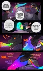 2024 absurd_res anthro ball_fondling balls canid canine clothing comic dialogue dragon ear_penetration english_text exclamation_point fondling forced forked_tongue fox fur genitals grey_body group hat headgear headwear hi_res looking_pleasured male mammal mind_control musclegut muscular mythological_creature mythological_scalie mythology nipples nude open_mouth orange_body orange_fur penetration restrained restrained_by_tentacles scalie sharp_teeth smile speech_bubble surprised teeth tentacle text titansong tongue transformation wizard_hat wizard_robe