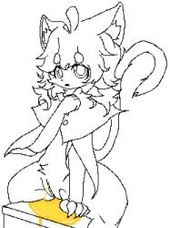 animated anthro bodily_fluids cassis embarrassed felid feline felis female female_anthro furry genital_fluids genitals hi_res inner_ear_fluff mammal nude peeing short_playtime solo standing standing_pee tuft urine urine_on_ground urine_stream vulva watersports