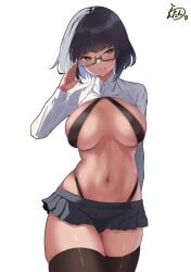 1girls bare_belly bare_hands bare_midriff bare_navel bare_skin bare_thighs belly belly_button big_breasts black_hair black_hair_female breasts busty busty_female busty_girl collarbone curvaceous curvaceous_body curvaceous_female curvaceous_figure curvaceous_hips curvaceous_thighs curvy curvy_body curvy_female curvy_figure curvy_hips curvy_thighs exposed_belly exposed_midriff exposed_navel exposed_skin exposed_thighs female female_focus female_only fingers glasses glasses_on_face glasses_on_head green_eyes green_eyes_female groin head_tilt high_resolution highres hourglass_figure lanthan large_breasts lean_figure leggings legwear looking_at_viewer medium_hair midriff narrow_waist navel original original_art original_artwork original_character over-kneehighs parted_lips plump_breasts shirt shoulders simple_background skirt slender_body slender_waist slim_waist smile smiley_face smiling smiling_at_viewer solo standing stockings thick_thighs thigh_highs thighhighs thighs thong tilted_head unbuttoned unbuttoned_shirt upper_body white_background white_shirt white_topwear wide_hips
