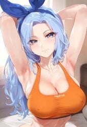 ai_generated axiah big_breasts blush light-skinned_female looking_at_viewer minah posing posing_for_the_viewer