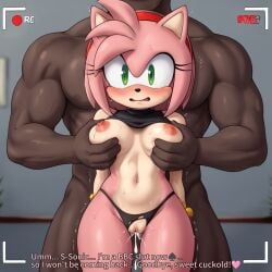 ai_generated amy_rose bbc bbc_slave breast_grab cum_dripping_from_pussy furry furry_ears furry_female furry_tail mobian mobian_(species) mobian_hedgehog netorare netorase ntr sonic_(series) sonic_the_hedgehog_(series) text video_recording