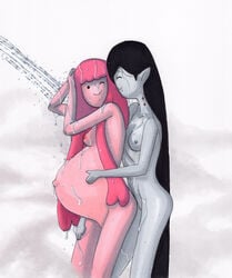 2girls adventure_time belly big_belly breasts canon_couple cartoon_network female marceline nipples nude pregnant princess_bubblegum ready_to_pop shower sixonesixone wholesome yuri