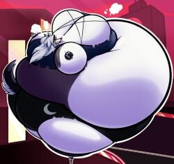 air_inflation anthro bbw belly big_belly big_breasts breasts cleavage disco_chaos exhibitionism female female_focus female_only full_body_inflation furry goth hellhound helluva_boss huge_belly huge_breasts hyper_belly immobile immobilization inflation loona_(helluva_boss) non-canonical_size nonude ready_to_pop spherical_inflation ssbbw thick_thighs tight_clothing wide_hips