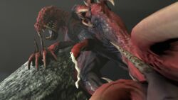 16:9 anthro barlu bodily_fluids capcom claws cum erection fanged_wyvern genital_fluids genitals hi_res hunter male_only monster monster_hunter night odogaron penis rock star teeth video_games