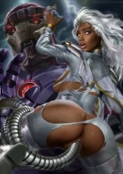anus areola areolae ass ass_focus asshole big_ass big_breasts breasts breasts_focus dark-skinned_female dark_skin female female_focus female_only female_penetrated marvel marvel_comics ninjartist nipples nude nude_female robot robot_tentacles sentinel storm_(x-men) tendrils tentacle torn_bodysuit torn_clothes torn_clothing torn_legwear vagina vaginal vaginal_penetration vaginal_sex white_hair white_hair_female x-men