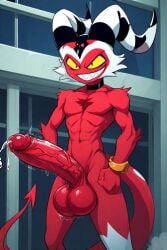 abs ai_generated anthro balls big_balls big_penis cock cocky69 crimson_(helluva_boss) demon demon_humanoid erect_penis erection excessive_size hard_cock helluva_boss hyper_penis imp long_penis male male_only muscles muscular muscular_anthro muscular_male pecs pectorals penis testicles veins veiny veiny_arms veiny_balls veiny_legs veiny_penis veiny_testicles
