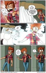 2025 2girls ass_expansion big_breasts big_lips black_eyes bracers breast_expansion breasts closed_eyes comic comic_page comic_strip detailed_background dialogue earrings english_dialogue english_text expansion expansion_sequence ginger ginger_female ginger_hair glasses gwen_(world-of-dymmir) headpiece horns huge_breasts imminent_expansion imminent_transformation light_skin lips long_hair magic nerd nerdy nerdy_female nude nude_female nude_female_clothed_female pants piercing piercings plaid_shirt shaking shouting spirit t-shirt tall_female text thick_thighs thighs transformation transformation_sequence transformation_through_magic tremble_lines trembling very_long_hair very_tall_female voluptea voluptuous voluptuous_female world-of-dymmir yelling yelling_at_another