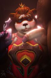 16:9 3d_(artwork) 4k absurd_res anthro balls bear blizzard_entertainment blush clothing digital_media_(artwork) duo female fur genitals hi_res human male male/female mammal nude pandaren penis warcraft widescreen zatoart