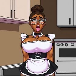 1girls ai_generated arcane big_breasts big_breasts breasts breasts brown_hair brown_skin eye_roll eyes_rolled eyes_rolled-back eyes_rolled_back eyes_rolled_up eyes_rolling eyes_rolling_back eyes_rolling_up female female female_focus female_only food frills indoors kitchen kitchen_background large_boobs large_breasts league_of_legends maid maid_apron maid_dress maid_outfit maid_uniform open_mouth plant short_hair sky_young solo solo_female solo_focus tongue tongue_out