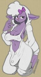 absurd_res anthro areola big_areola bovid bulge caprine clothing erect_nipples futanari happy_tree_friends hi_res intersex justtaylor lammy_(htf) mammal navel nipple_outline nipples onesie onesie_open sheep solo tight_clothing tight_topwear topwear