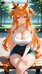 1girls 2025 ai_assisted ai_generated anime artist_name bangs bare_shoulders bench big_breasts big_breasts big_breasts big_chest blush breast breasts breasts breasts bush bust busty chest cleavage collarbone explicit eyebrows_visible_through_hair female hi_res high_quality high_resolution highres large_breasts long_hair looking_at_viewer mayano_top_gun_(umamusume) orange_eyes orange_hair outdoors palm_tree park park_bench patreon patreon_username pool poolside sitting skypassion smile solo stable_diffusion tank_top thighs tree umamusume umamusume_pretty_derby very_long_hair watermark