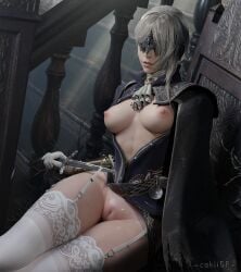 boobs_out breasts breasts_out cakiibb duchess_(nightreign) elden_ring elden_ring_nightreign female fromsoftware masked_female open_jacket