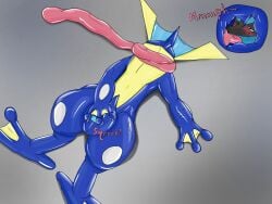 2023 4:3 amphibian bulge_grab clothing frog gag gagged generation_4_pokemon generation_6_pokemon greninja hi_res latex latex_clothing latex_skinsuit lock_bulge lucario male nintendo null_bulge null_bulge_squeeze oral oral_penetration penetration pokemon pokemon_(species) riggedreded sex_toy sex_toy_in_mouth sex_toy_insertion skinsuit squeaking squeezing tight_clothing