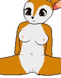 aggressive_retsuko alpha_channel cervid flexible fur genitals heart hi_res mammal navel orange_body orange_fur presenting presenting_pussy pussy sanrio sitting smooth_skin someguyoftheweb splits spread_legs spreading thick_thighs transparent_background tsunoda