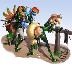 alicorn alternate_species anal anal_sex anthro anthro_on_anthro anthro_penetrated anthro_penetrating anthro_penetrating_anthro applejack_(mlp) bent_over big_breasts bit_gag black_bodysuit black_boots black_clothing black_footwear black_hair black_latex black_shirt black_skinsuit black_topwear blonde_hair blue_body blue_eyes bodily_fluids bodysuit bondage bondage_gear bondage_gloves boots breasts chouboy clothed clothed_sex clothing corset cowboy_hat crotchless_clothing cum cutie_mark earth_pony equid equine feathered_wings feathers female female/female female_penetrated female_penetrating female_penetrating_female fence footwear friendship_is_magic gag gagged genital_fluids green_boots green_clothing green_corset green_footwear green_highlights group hair handwear hasbro hat headgear headwear hi_res highlights_(coloring) hoof_boots hoof_gloves horn horse hypnosis latex latex_bodysuit latex_boots latex_clothing latex_corset latex_footwear latex_lingerie latex_shirt latex_skinsuit latex_topwear leaking_cum lingerie mammal mind_control multicolored_hair multicolored_tail my_little_pony mythological_creature mythological_equine mythology orange_body pegasus penetration petplay platform_boots platform_footwear pony ponyplay purple_eyes rainbow_dash_(mlp) rainbow_hair rainbow_tail riding_crop roleplay sex sex_toy shirt shoes skinsuit spiral spiral_eyes story story_in_description strapon strapon_in_ass strapon_sex tail tail_pull tight_clothing topwear toying_partner trio wedge_(footwear) whip wings yellow_tail zyla_garthori_(zylo_garoh)