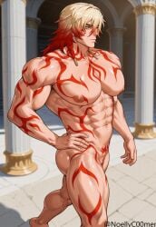 ai_generated bara cuntboy gay honkai:_star_rail muscles muscular mydei_(honkai:_star_rail) noellyc00mer yaoi