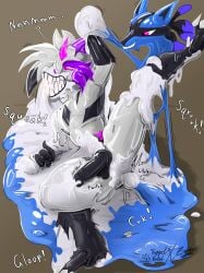 2025 bound corruption encasement forced forced_transformation generation_4_pokemon generation_7_pokemon genitals goo_creature goo_transformation hi_res lucario lycanroc male male_only nintendo oral oral_penetration penetration penis permagrin permanent pokemon pokemon_(species) pool_toy riggedreded squeaking struggling toy transformation