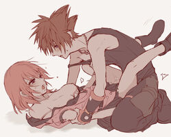 1boy black_footwear boots breasts brown_hair clothed_sex female jewelry kairi kingdom_hearts kingdom_hearts_iii looking_at_another male/female male_on_female male_penetrating_female medium_breasts missionary necklace nipples one_breast_out open_mouth ramochi_(auti) red_hair sex short_hair sora sora_(kingdom_hearts) spiked_hair straight strap_slip sweat tank_top teenage_boy teenage_couple teenager young_couple