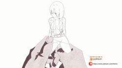 animated attack_on_titan breasts christa_lenz gif held_in_hand historia_reiss minigirl shingeki_no_kyojin size_difference sketch smaller_female venno