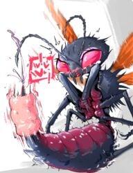 <3_eyes ambiguous_gender antennae_(anatomy) arthropod arthropod_abdomen bethesda_softworks blush bodily_fluids cazador chobonolly envenom eye_roll fallout heart hi_res hymenopteran insect_wings insects multi_leg multi_limb open_mouth penetrable_sex_toy semi-anthro sex_toy simple_background spider_wasp stinger tarantula_hawk_wasp tears video_games wasp white_background wings