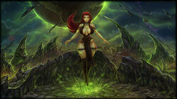 1girls big_breasts breasts cleavage female female_only large_breasts looking_at_viewer meroulix_lebeau red_hair solo thick_thighs vempire wide_hips world_of_warcraft