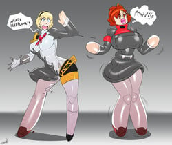 1girls 2020 aegis_(persona) aigis_(persona) altus armband armwear clothed clothes clothing colored commission english_commentary english_text female female_only female_protagonist_(persona_3) hands-free human inanimate_transformation kotone_shiomi naked navel no_pubic_hair nude nude_female persona persona_3 persona_3_portable sequence sex_doll sex_doll_transformation short_hair transformation